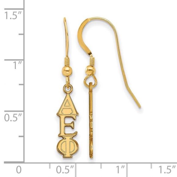 14K Plated Silver Small Alpha Epsilon Phi Dangle Earrings - Picture 2 of 3